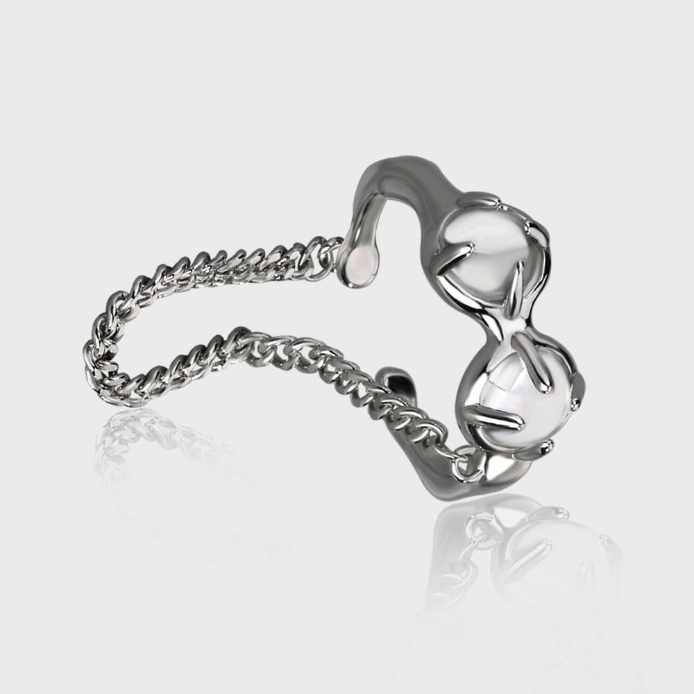 Copper Wind Ring With Crystal Inlaid Gems Adjustable Star