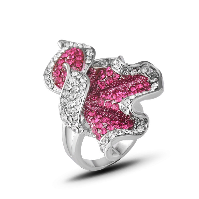 Flower Diamond Ring Gold Plated Gemstone Jewelry Daily Wear