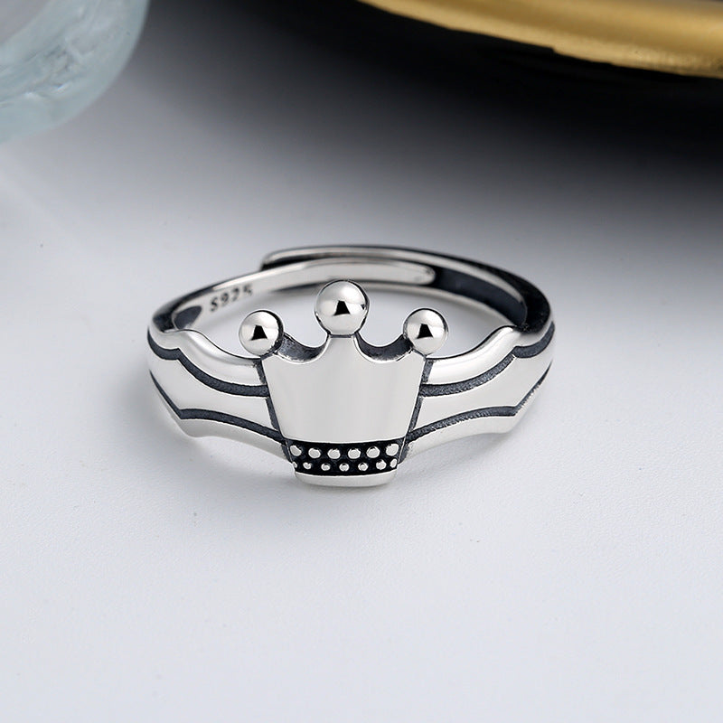 Silver Princess Crown Ring Vintage Retro Geometric Design 1cm Wide Individually Packed Gift Ready Packaging Now