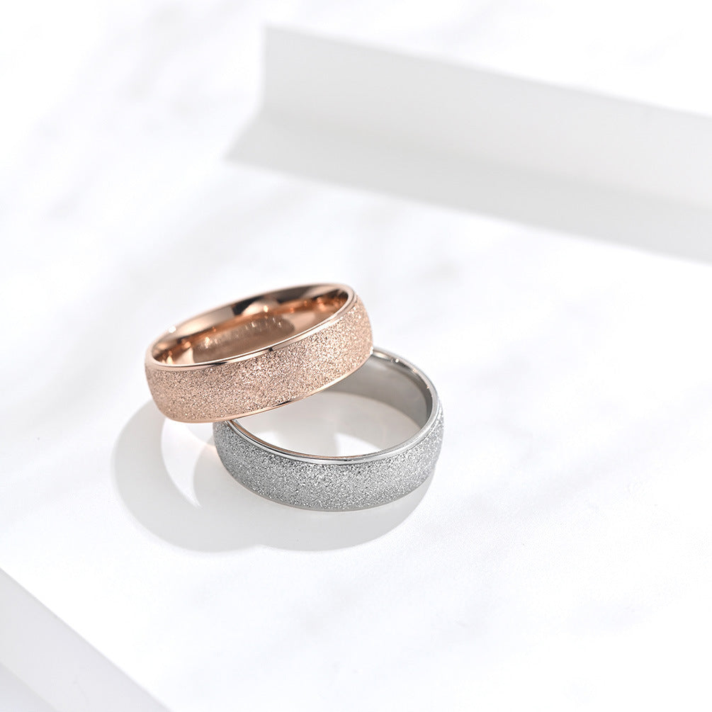Womens Titanium Steel Ring With Pearl Sand Inlay Polished Finish Rose Gold Durable Everyday Wear Inlay Pearl 2