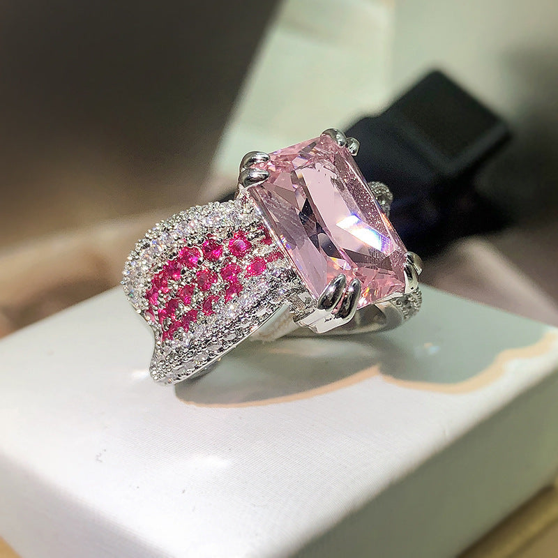 Women's Pink Diamond Ring With Personalized Opening