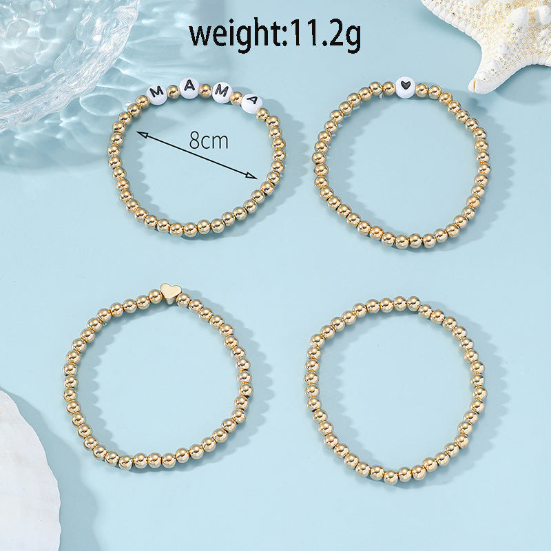 Womens Acrylic Bracelet Set Geometric Round Design Elegant Gold Plated Bracelets 4 Piece Gift For Her Chic Now