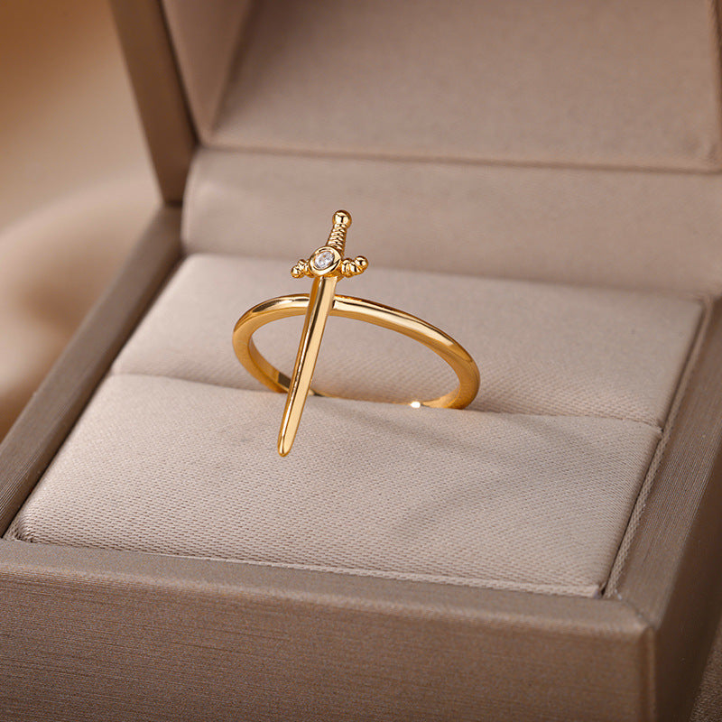 Gold Cross Ring Zircon Inlaid Copper Ring Hip Hop Fashion Jewelry For Women And Girls Party For Party Or Daily