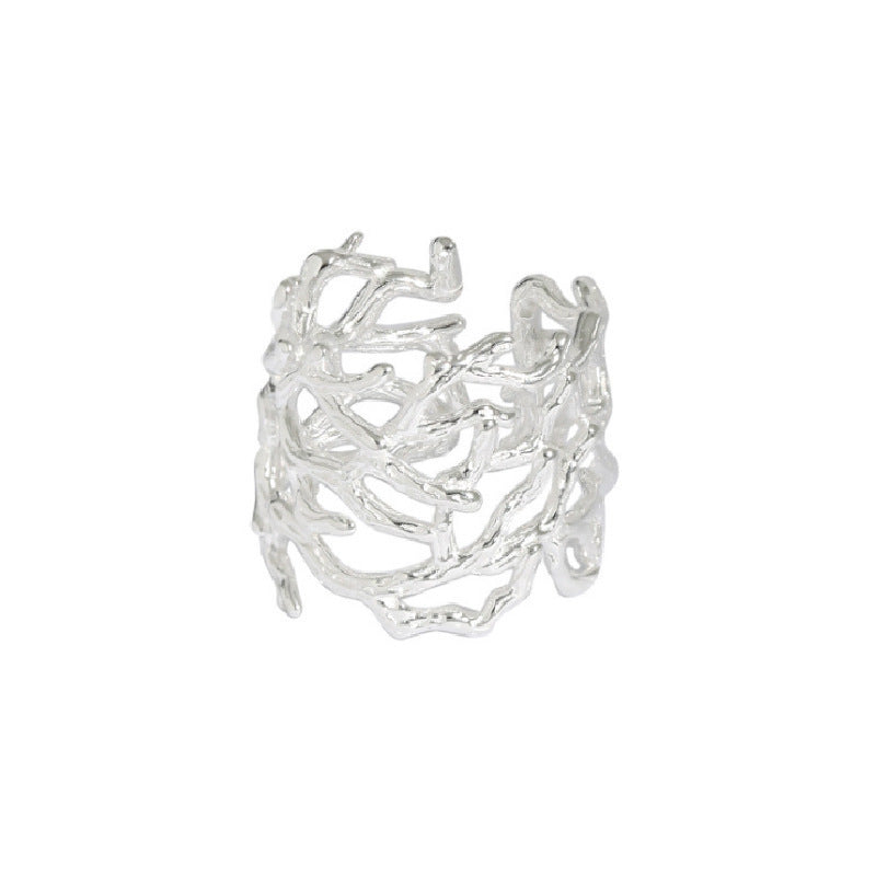 Geometric Open Ring Adjustable Unisex Silver Plated Copper Jewelry Geometric Statement Ring For Everyday Wears