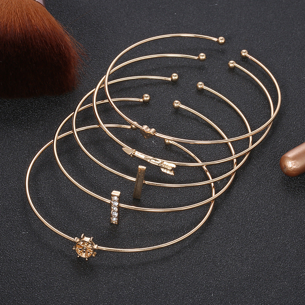 Gold Alloy Delicate Arrow Bracelet Set For Women European