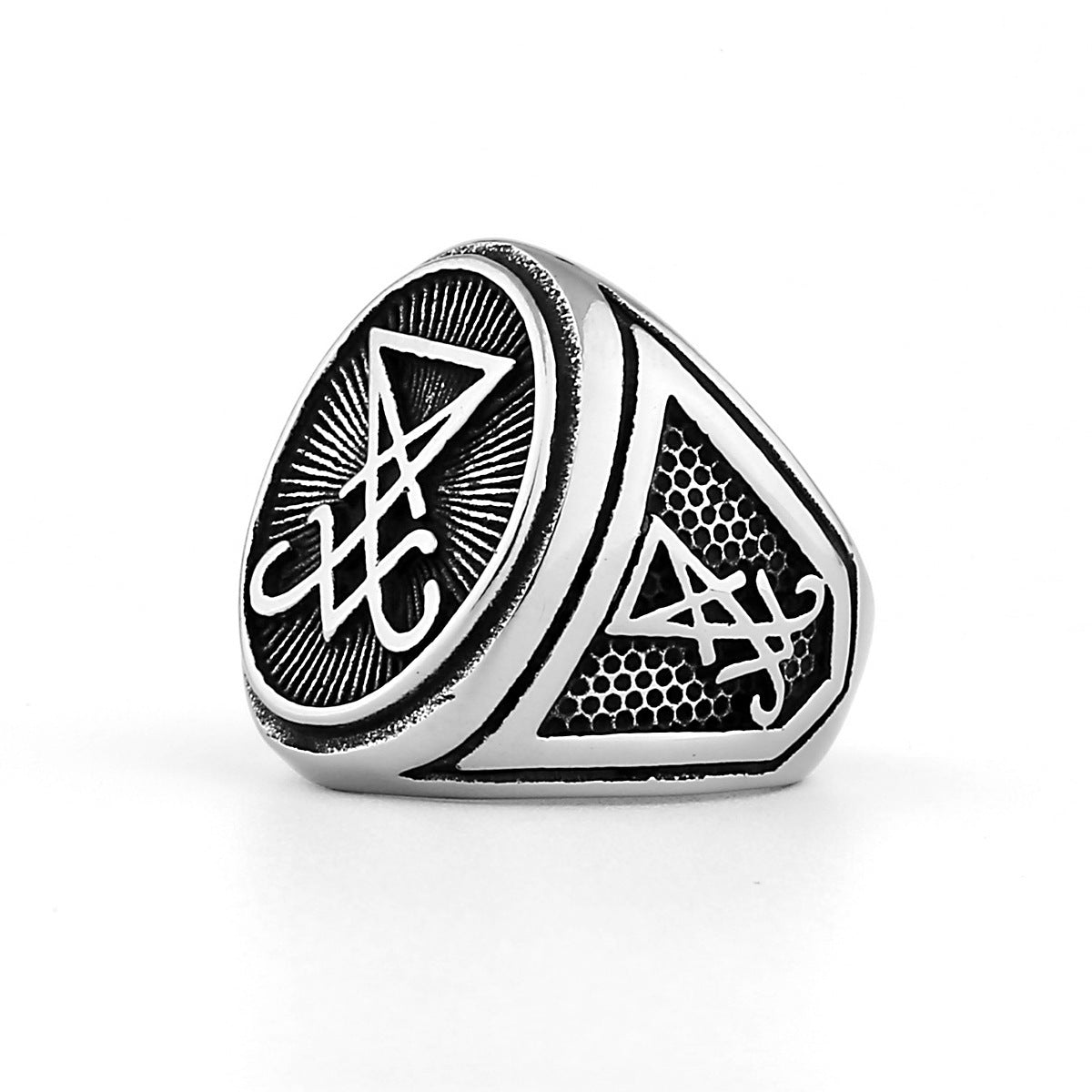Unisex Stainless Steel Ring In Retro European American Hip Hop Style For Fashionable Look With Classic Urban Edge