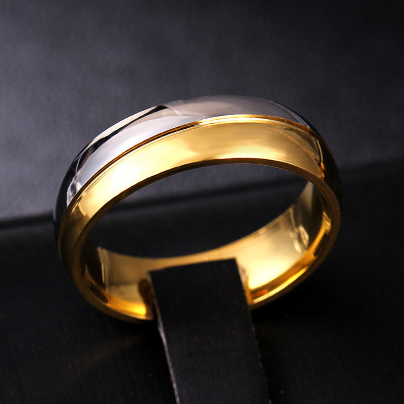 Couple Rings Titanium Steel European Design Electroplated Ring White Gold Inlaid Gemstone Band Ring Anniversary Ring