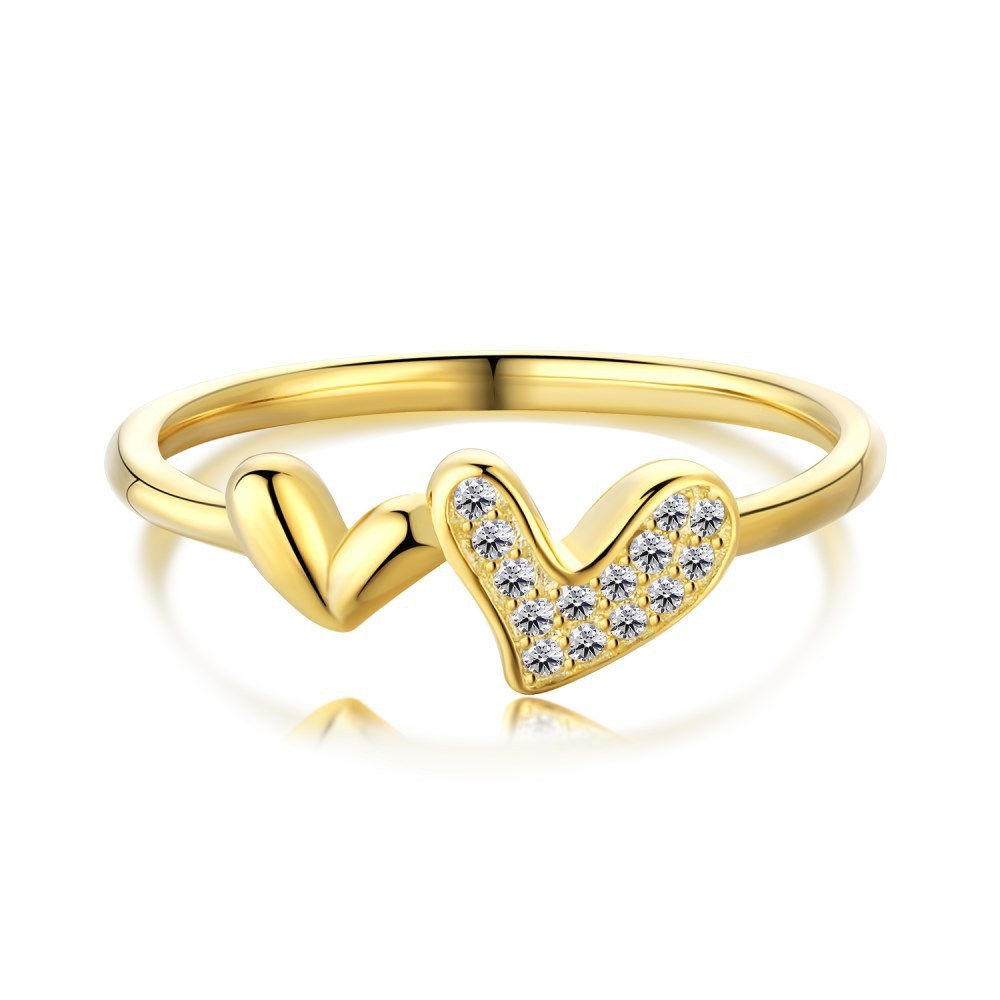 Heart Shaped Silver Electroplated Ring for Women Geometric Korean Style Individually Packaged for Everyday Wear