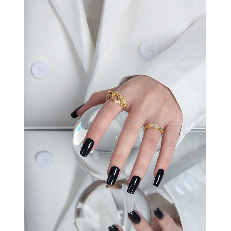 Sterling Silver Textured Ring Tin Foil Design Electroplated In 18K Gold Or White Gold Statement Ring EverydayUS