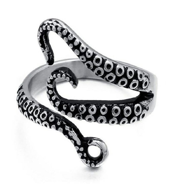 Womens Fashion Rings Set Retro Punkish Gothic Snake Dragon Animal Design Adjustable Alloy Rings Silver Jewelry