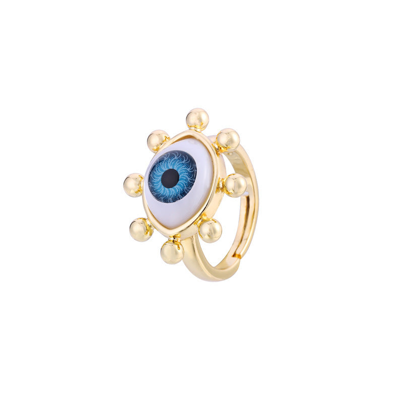 Evil Eye Ring Adjustable Vintage Geometric Dripping Oil Jewelry Gift For Men Women Durable High Quality Accessory