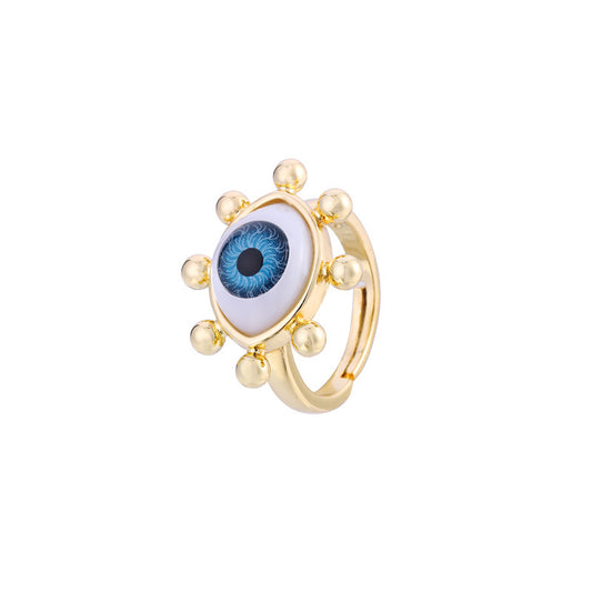 Evil Eye Ring Adjustable Vintage Geometric Dripping Oil Jewelry Gift For Men Women Durable High Quality Accessory