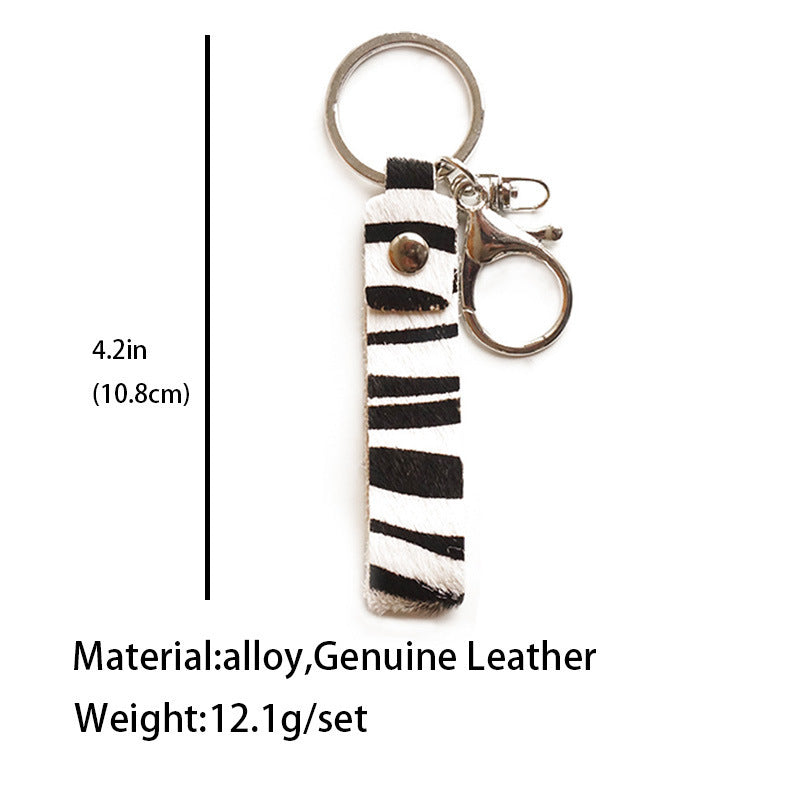 Leather Animal Print Keychain With Handmade Electroplated Finish Handbag Pendant And Car Key Accessory Style Collection