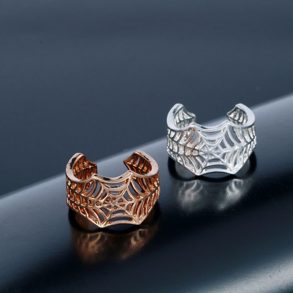 Adjustable Open Ring With Spider Web Cobweb Design In Golden Or Silver Alloy Jewelry Gift Idea For Style Today