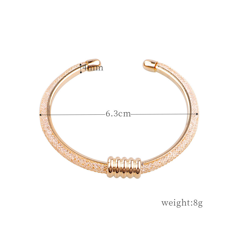 Geometric Hollow Bangle Bracelet Electroplated Alloy Jewelry For Women And Girls Unique Design Elegant Everyday Wear