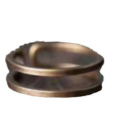 Adjustable Brass Ring With Open Mouth U Shaped Geometry Dotted Pattern Retro Electroplated Finish With Dots Details