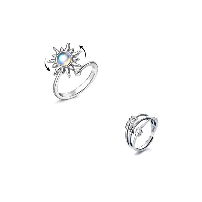Adjustable Sunflower Ring Rotating Copper Band Inspired European American Style White Gold Finish Elegant Gift