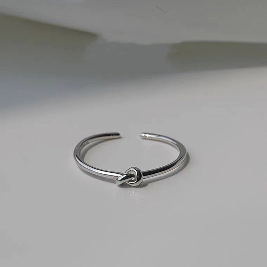 Knot Line Ring S925 Sterling Silver Adjustable Fashion Ring For Women Knot Style For Everyday Wear And Look Up