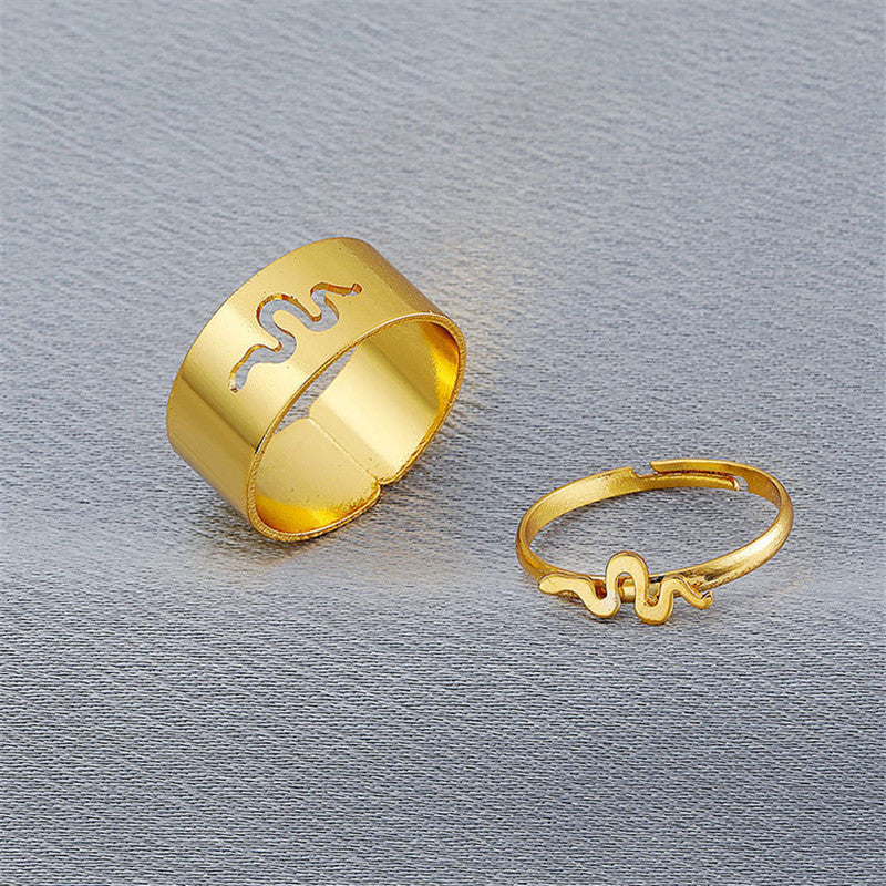 Hollow Plane Love Ring Adjustable Vintage Geometric Design Ring Alloy Electroplated Opening Ring For Women And