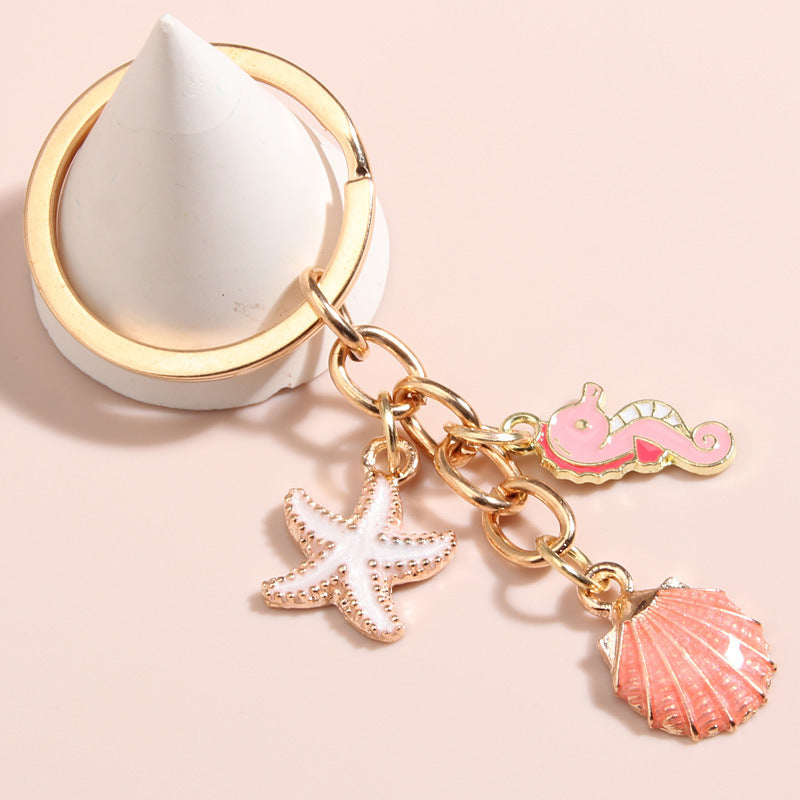 Starfish Mermaid Seahorse Shell Dolphin Zinc Alloy Keychain Pendant for Keys Bags and Decoration for Keys and Backpacks