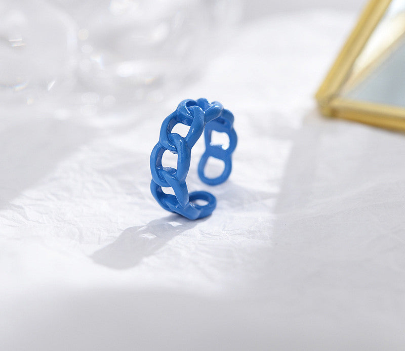 Womens Geometric Alloy Ring Candy Color Drip Design Oil Injected Finish Trendy Fashion Jewelry Geometric Ring