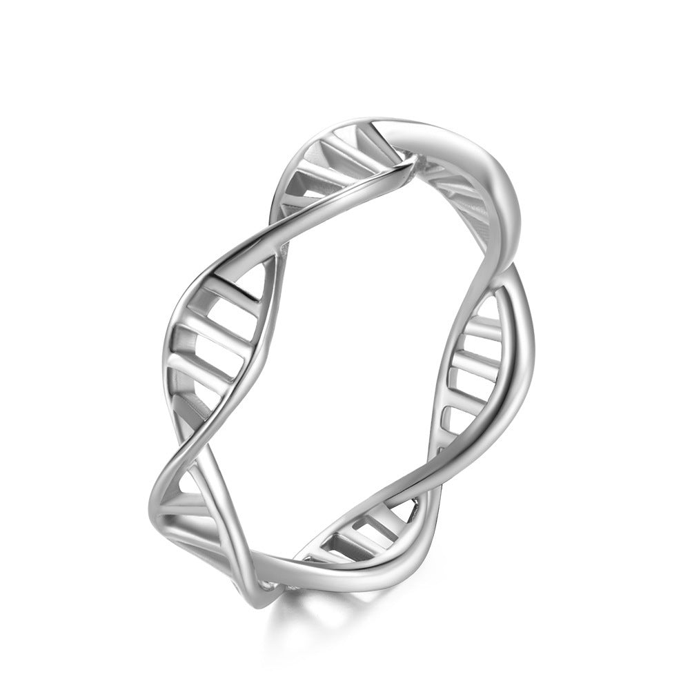 Unisex Titanium Steel Ring Twisted Geometric Design Polished Finish Durable Hand Jewelry Fashion Accessory Modern Style