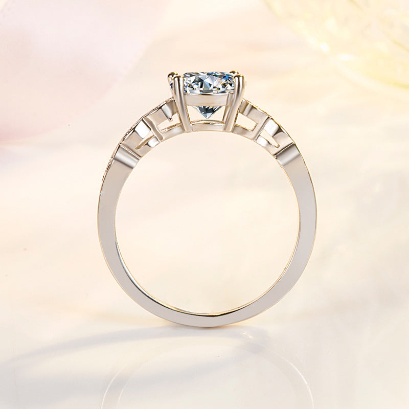 Womens Double Row Leaf Ring White Gold Plated Zircon Adjustable Unisex Flower Shaped Ring Special Occasions US