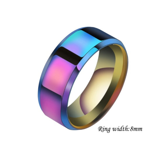 Stainless Steel Couple Rings For Him And Her Geometric Unmounted Ring Set Matching Bands Blue Black Gold Steel