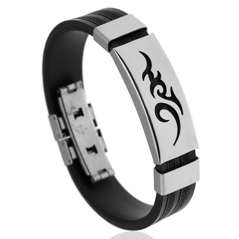 Unisex Silicone Stainless Steel Bracelet Adjustable Geometric Wristband Buckle Colorful Fashion Accessory Everyday Wear
