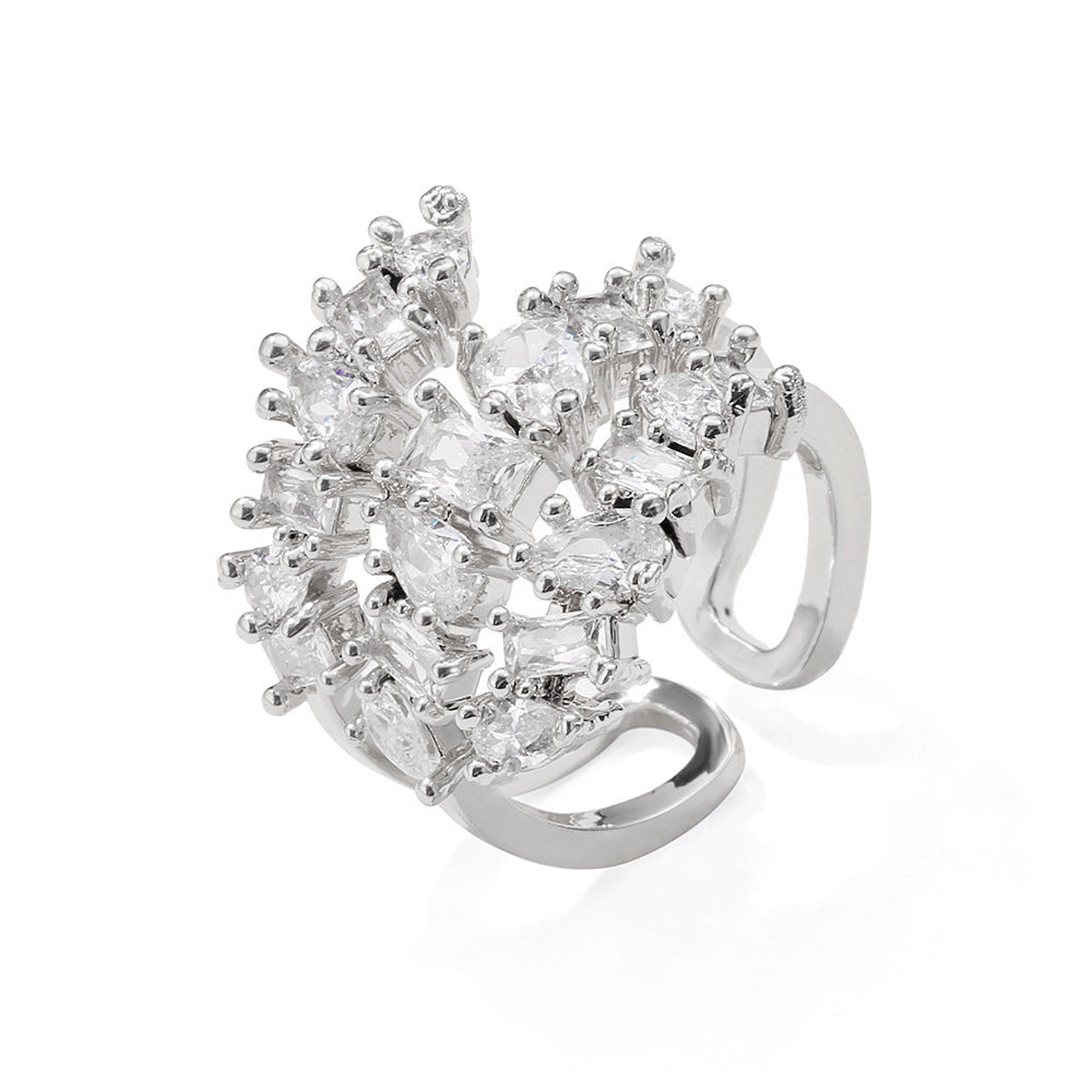 Women's Fashion Retro Temperament Inlaid Geometric Zircon Ring