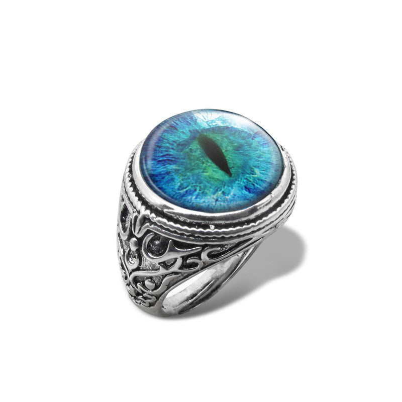 Vintage Cat Eye Ring Time Stone Jewelry For Women Silver Alloy Geometric Style Timeless Shine For Everyday Use