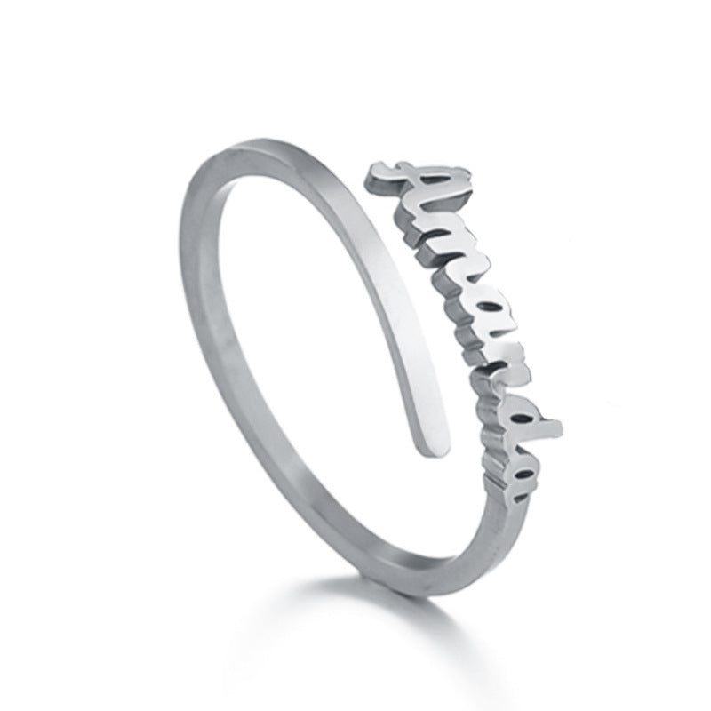 Stainless Steel Personalized Name Rings For Couples Unisex Adjustable Engraved Jewelry For Loved Ones Keepsake