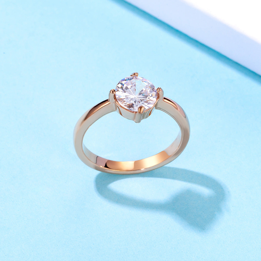 Titanium Steel Inlaid Zircon Diamond Ring For Women