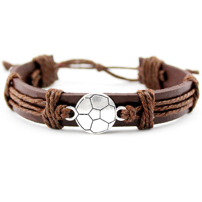 Hand Woven Cowhide Leather Bracelet Unisex Design With Alloy Electroplating Finish Gift Packed European Packaging