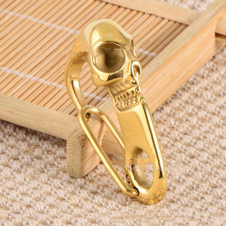 Mens Retro Skull Buckle Titanium Steel Ornament Diy Accessories Durable Metal Unique Design Buckle Steel Color Buckle