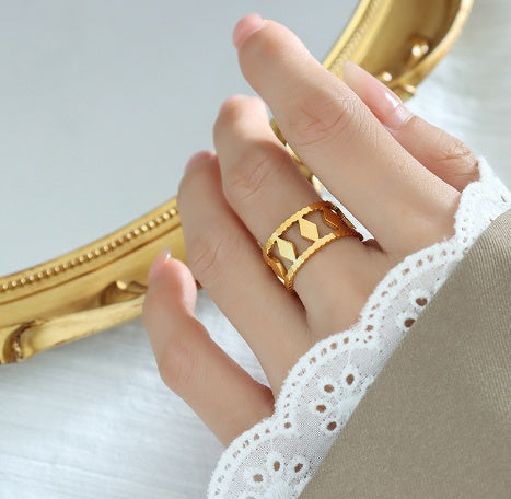 Womens Golden Ring Dainty Elegant Gold Tone Band Special Occasions Durable Jewelry High Quality Versatile High