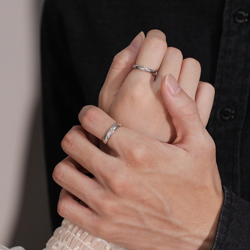 Couple Rings For Men And Women A Pair Of Matching Rings With Leaf Design Creative Sterling Silver His Simple 1