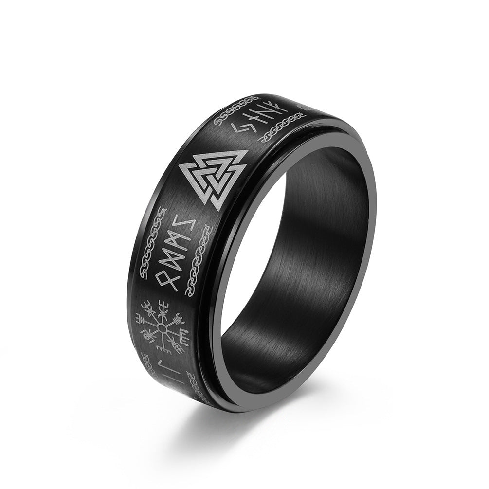 Mens Rotatable Titanium Steel Ring 8mm Wide Highly Polished Finish Durable Band Fashion Ring For Everyday Wear