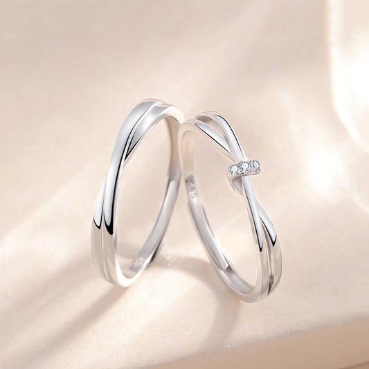 His And Hers Adjustable Metal Ring Set Promise Anniversary