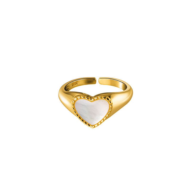 Heart Ring 925 Sterling Silver Adjustable Opening Retro Korean Japanese Style Gift For Her Timeless Style Gifts