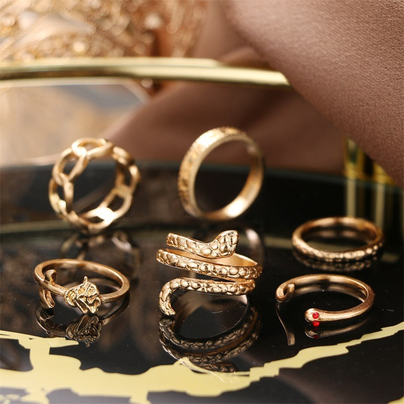 Sword Flower Butterfly Snake Ring Set Midi Knuckle Rings Punk Jewelry For Women Fashion Stylish Midi Ring Sets