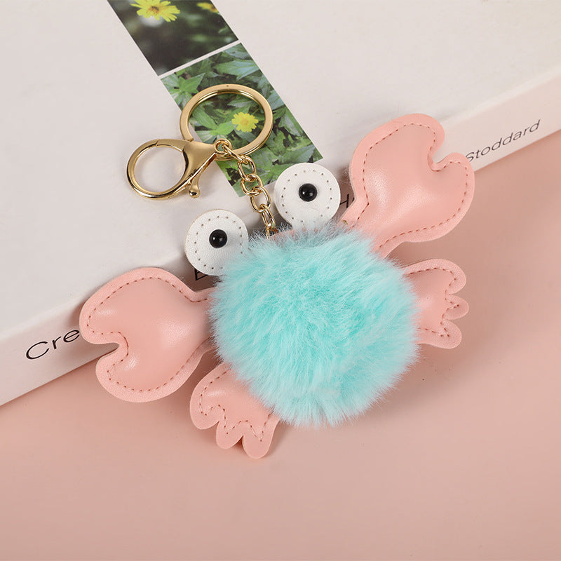 Crab Keychain Adorable Cartoon Crab Pendant Sewn Faux Leather Accessory Cute Crab Design Perfect Gift Great Gift
