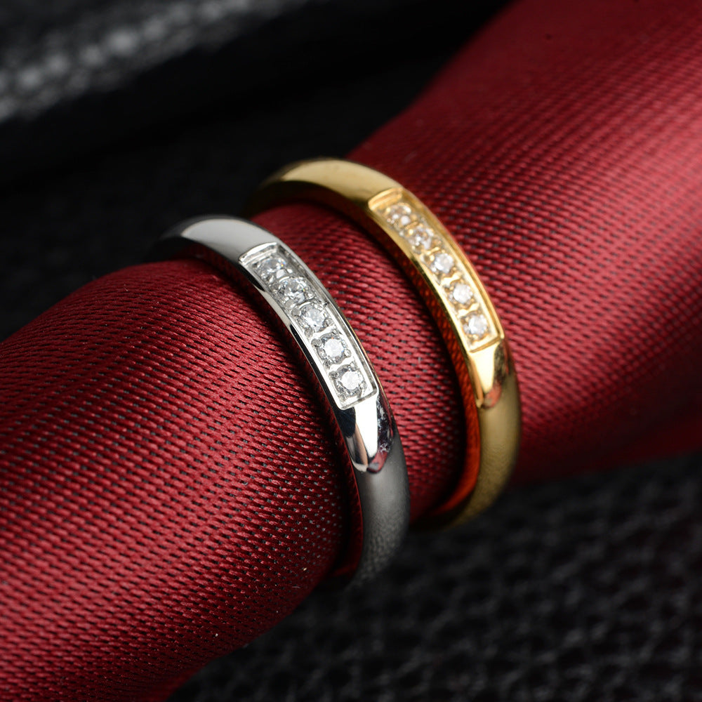 Stainless Steel Ring With Zircon Crystal Crown Inlay For Women Elegant Gold Tone Finish Jewelry Gift DailyWear