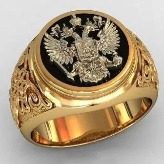 Mens Russian Badge Ring Alloy Electroplated Metal Fashion Jewelry Durable Statement Accessory Everyday Classic