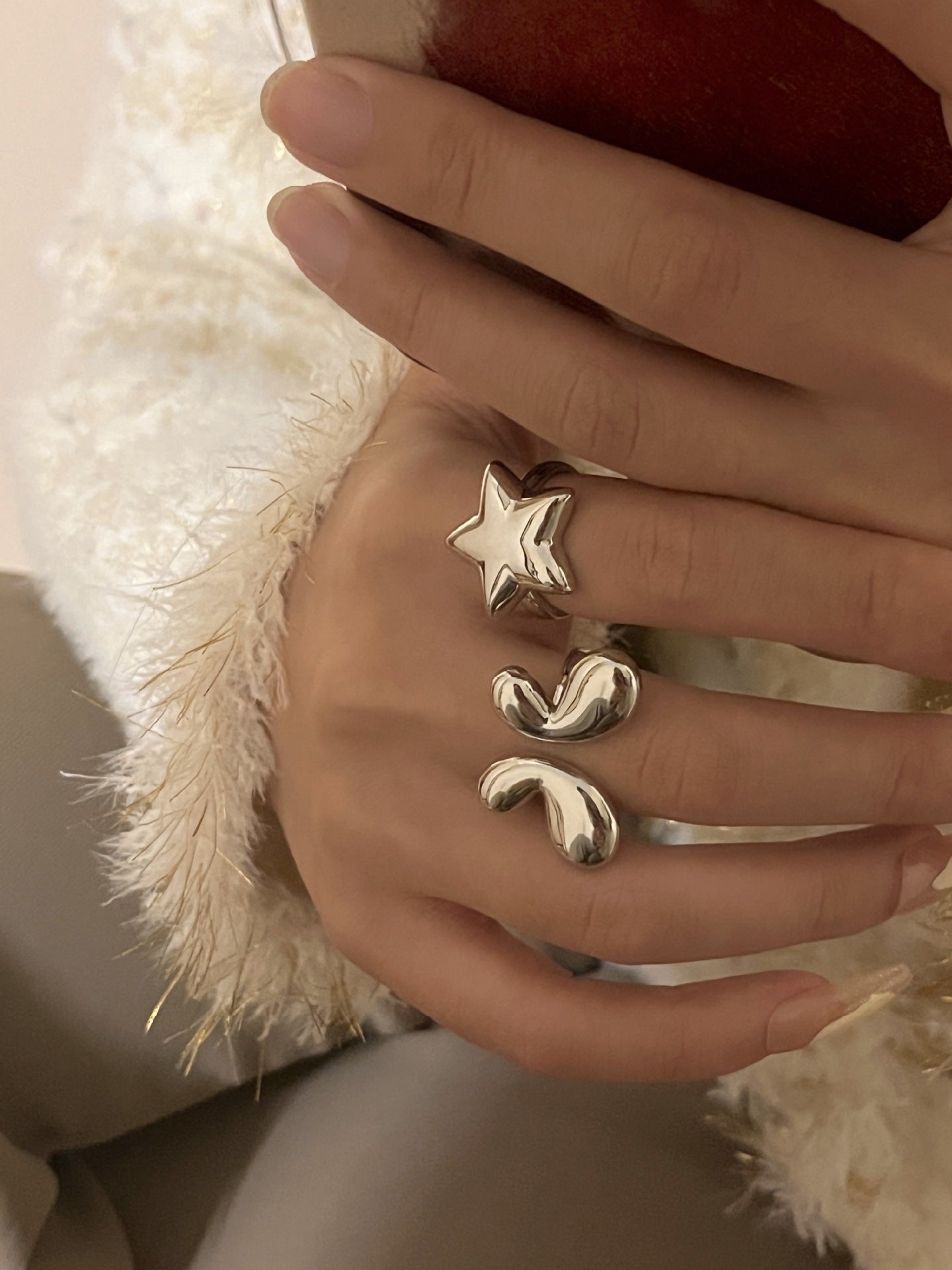 Open Ring Gold Plated Alloy Butterfly Star Design Adjustable Jewelry For Everyday Wear Elegant Chic With Shine