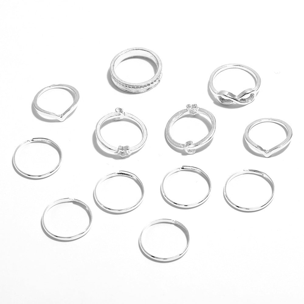 Silver Rings Set Alloy Metal Finger Rings Fashionable Versatile Accessories For Women And Girls Everyday Wear