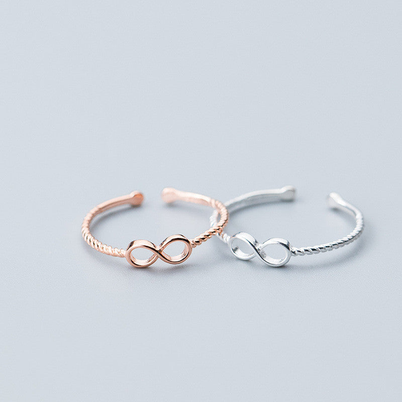 Silver Ring For Women Infinity 8 Design Adjustable Open S925 Silver Or Rose Gold Model Elegant Gift Idea Great Gift Idea