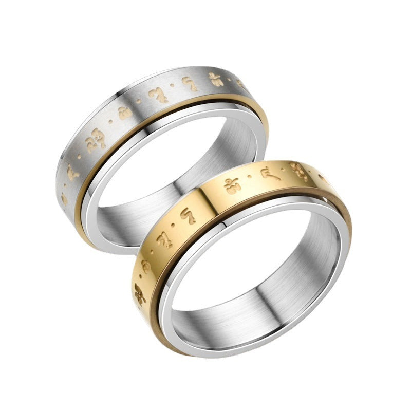 His and Hers Matching Rings for Couples Stainless Steel Fashion Jewelry Light Luxury Promise Bands Mirror Glow