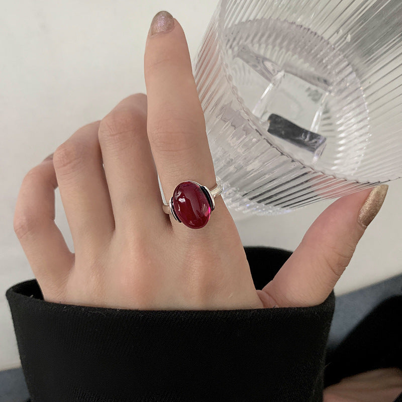 Geometric Adjustable Ring Retro Pattern Hollow Art Exaggerated Thai Style Silver Plated Jewelry For Women Everyday