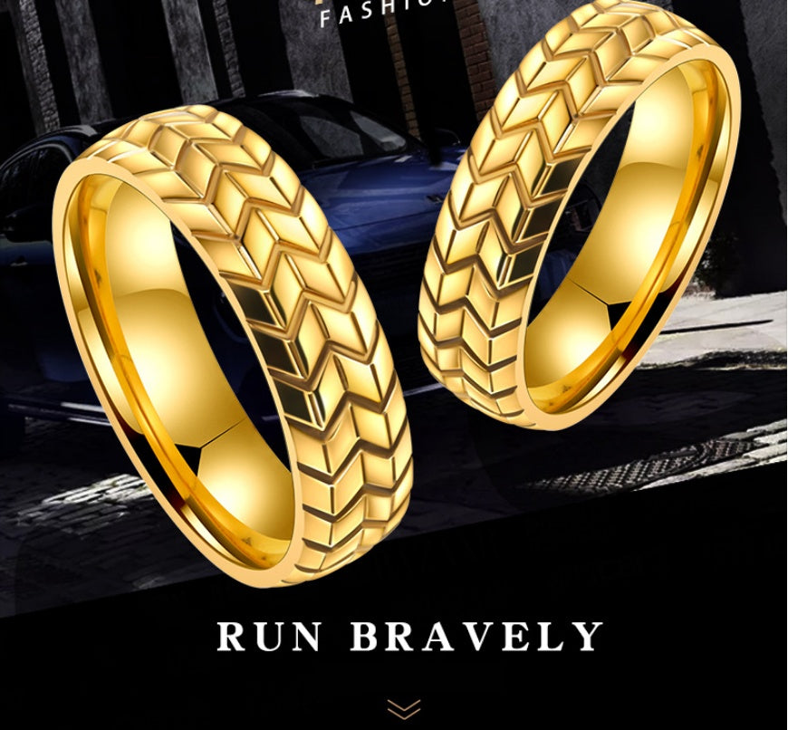 Personalized Titanium Steel Mens Ring Gold Tone Korean Style Electroplated Fashion Accessory Size 07 08 Gift Now